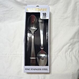 Farberware 10 Pc. Dinner Spoon Set ~ New In Box ~ Stainless Steel Sardinia